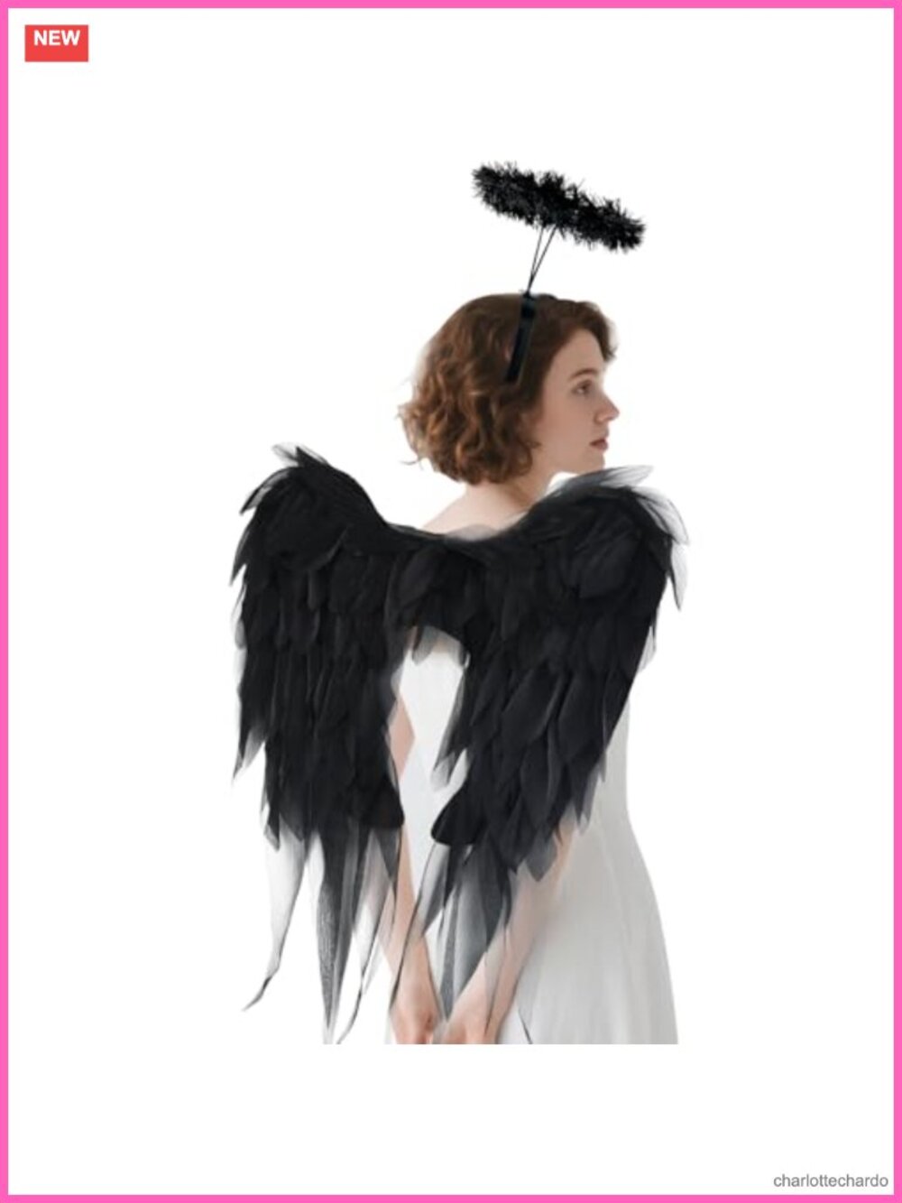 CRTEPST Chiffon Angel Wings & Halo Headband Set Costume Accessory